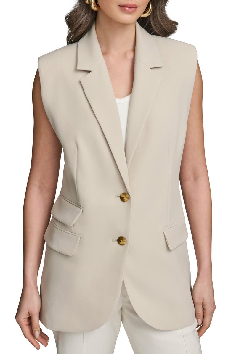 Donna Karan New York Two-Button Vest, Main, color, Beige