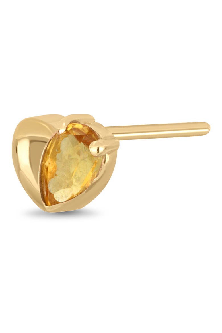 14K Gold Citrine Heart Stud Earrings, Alternate, color, CITRINE/ 14K GOLD