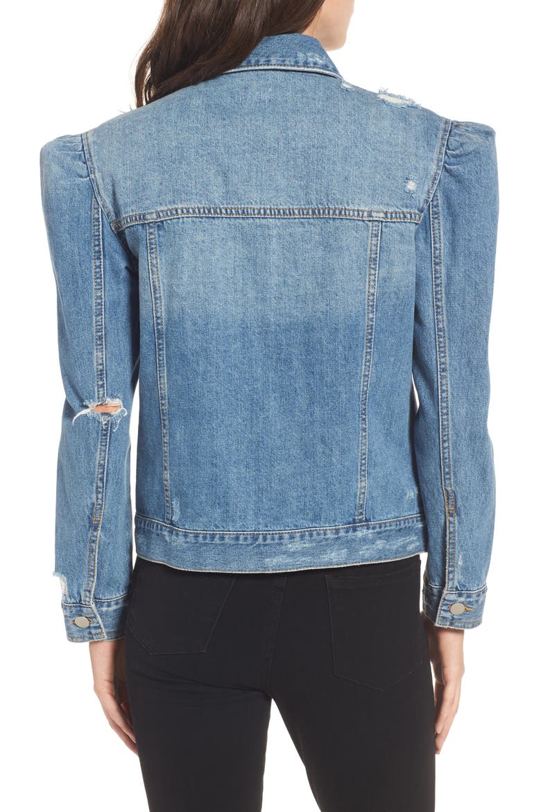 Puff Sleeve Denim Jacket, Alternate, color, ROBYN INDIGO