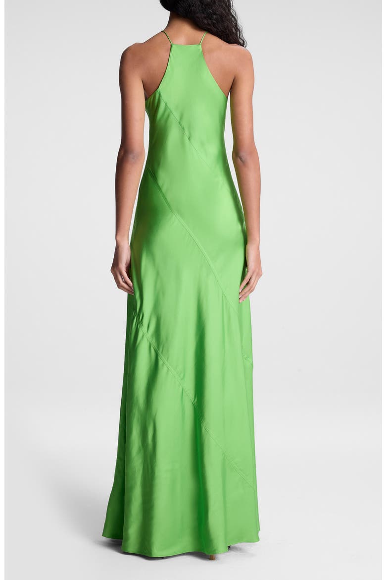 Sybil Bias Cut Satin Maxi Dress, Alternate, color, LILY GREEN