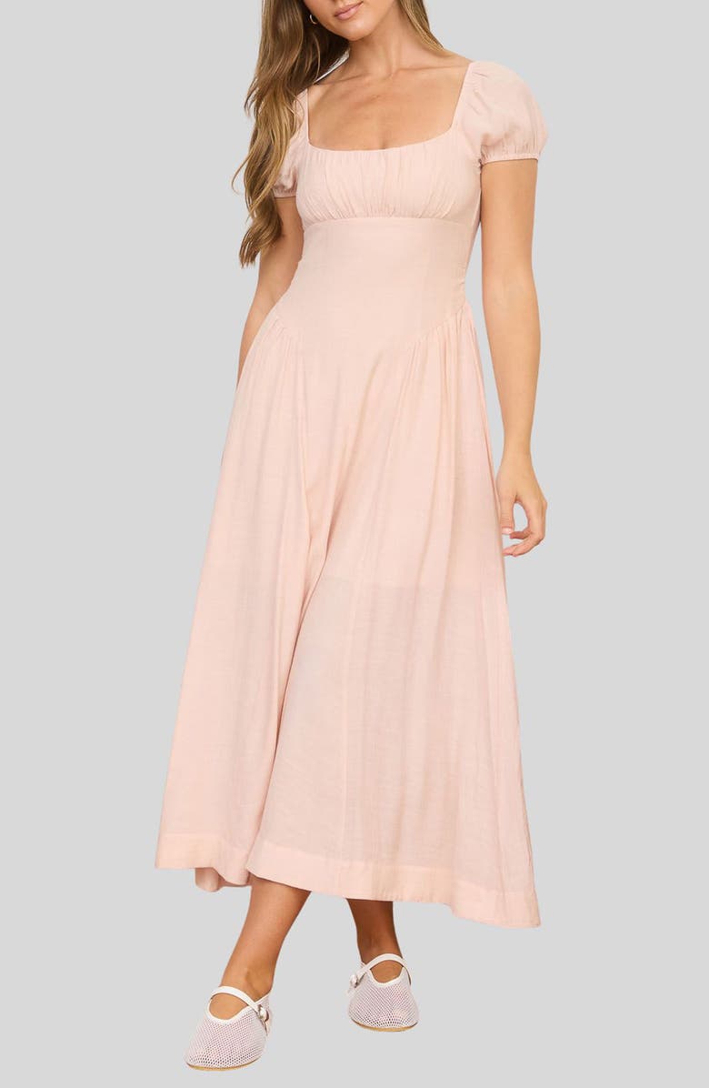 Blu Pepper Drop Waist Seam Midi Dress, Main, color, Dusty Apricot
