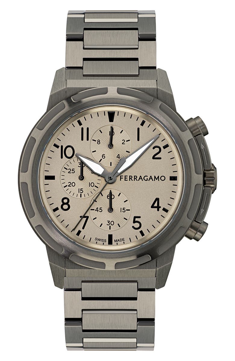 FERRAGAMO Sport Chronograph Bracelet Watch, 44mm, Main, color,