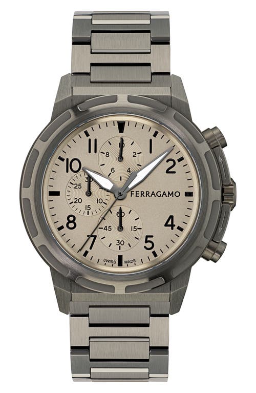FERRAGAMO Sport Chronograph Bracelet Watch, 44mm in Ip Gunmetal at Nordstrom