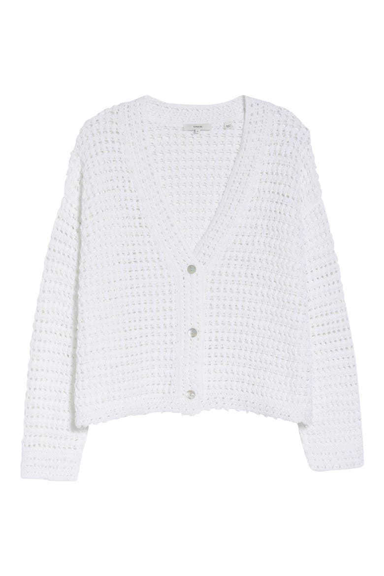 Crochet Cotton Cardigan, Alternate, color, OPTIC WHITE