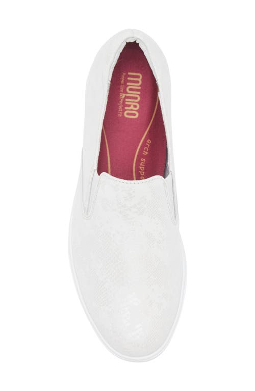 Munro Lennox Slip-on Sneaker In White Snake Print Suede