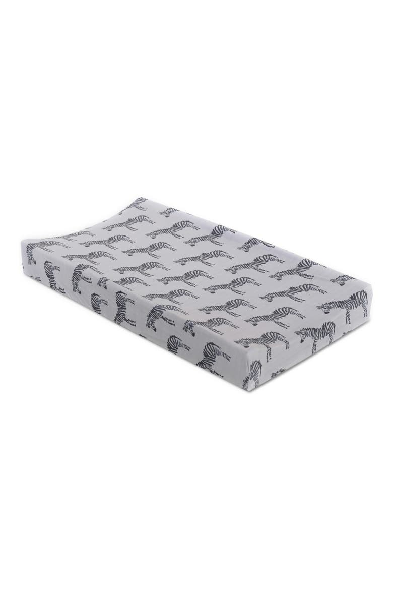 Zebra Changing Pad Cover & Jersey Crib Sheet Set, Main, color, GRAY