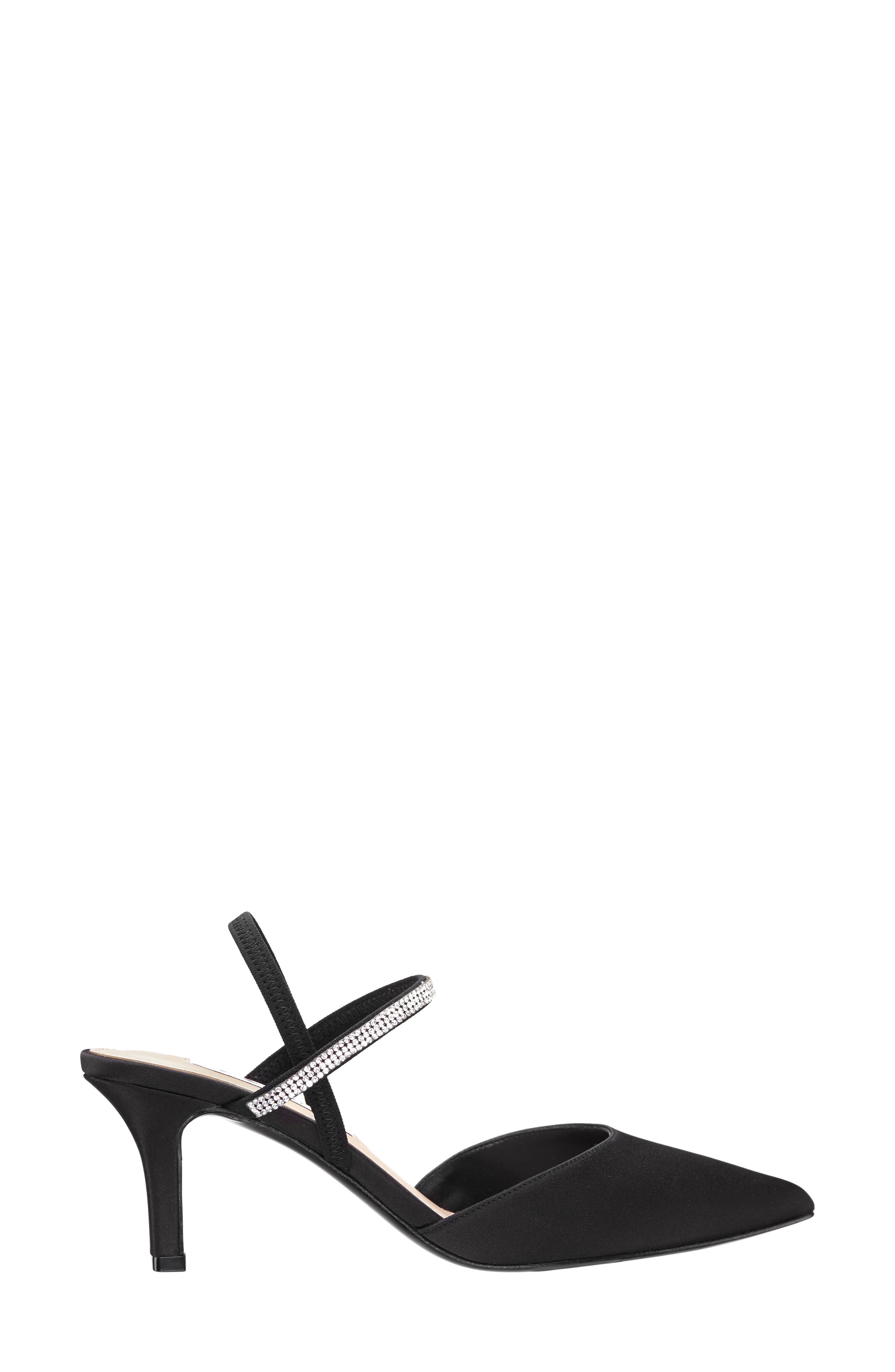 Nina Billie Slingback Pointed Toe Pump, Alternate, color, Black Luster Satin
