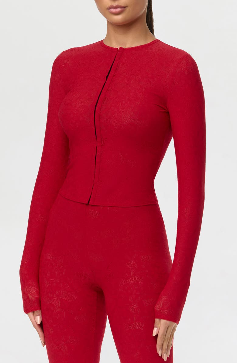 Naked Wardrobe Lace Top, Alternate, color, Ruby Red