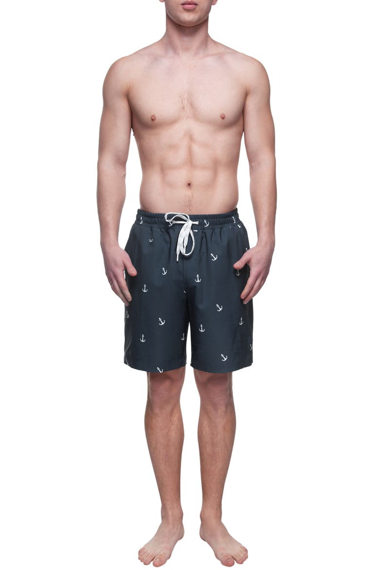 Compression Liner Stretch Swim Trunks UPF 50+, Alternate, color, Navy ankor