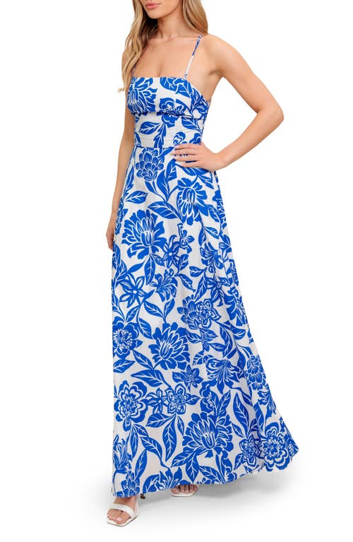 Flying Tomato Floral Fit & Flare Maxi Dress In Blue