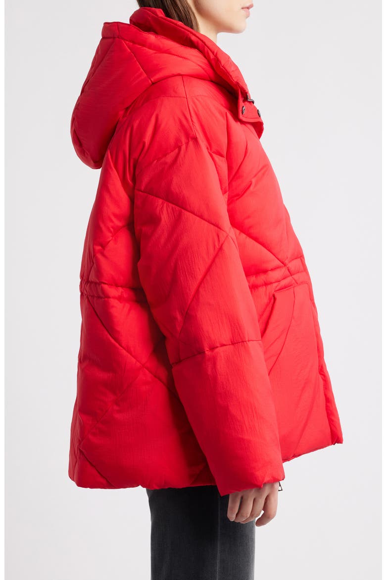 Quilted Water Repellent Hooded Jacket, Alternate, color, RED