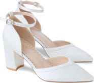 Kailee P Sally Satin Block Heels Wedding Shoes