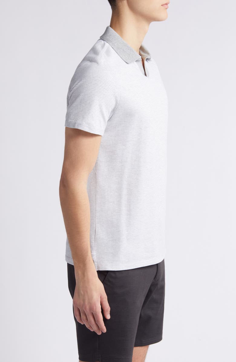 Robert Barakett Fitch Slim Fit Stripe Contrast Collar Cotton Polo, Alternate, color, Grey