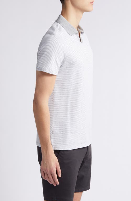 Robert Barakett Fitch Slim Fit Stripe Contrast Collar Cotton Polo In Gray
