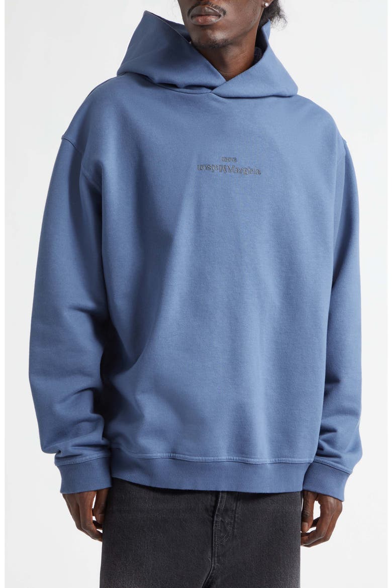 Embroidered Logo Cotton Hoodie, Main, color, LAPIS BLUE