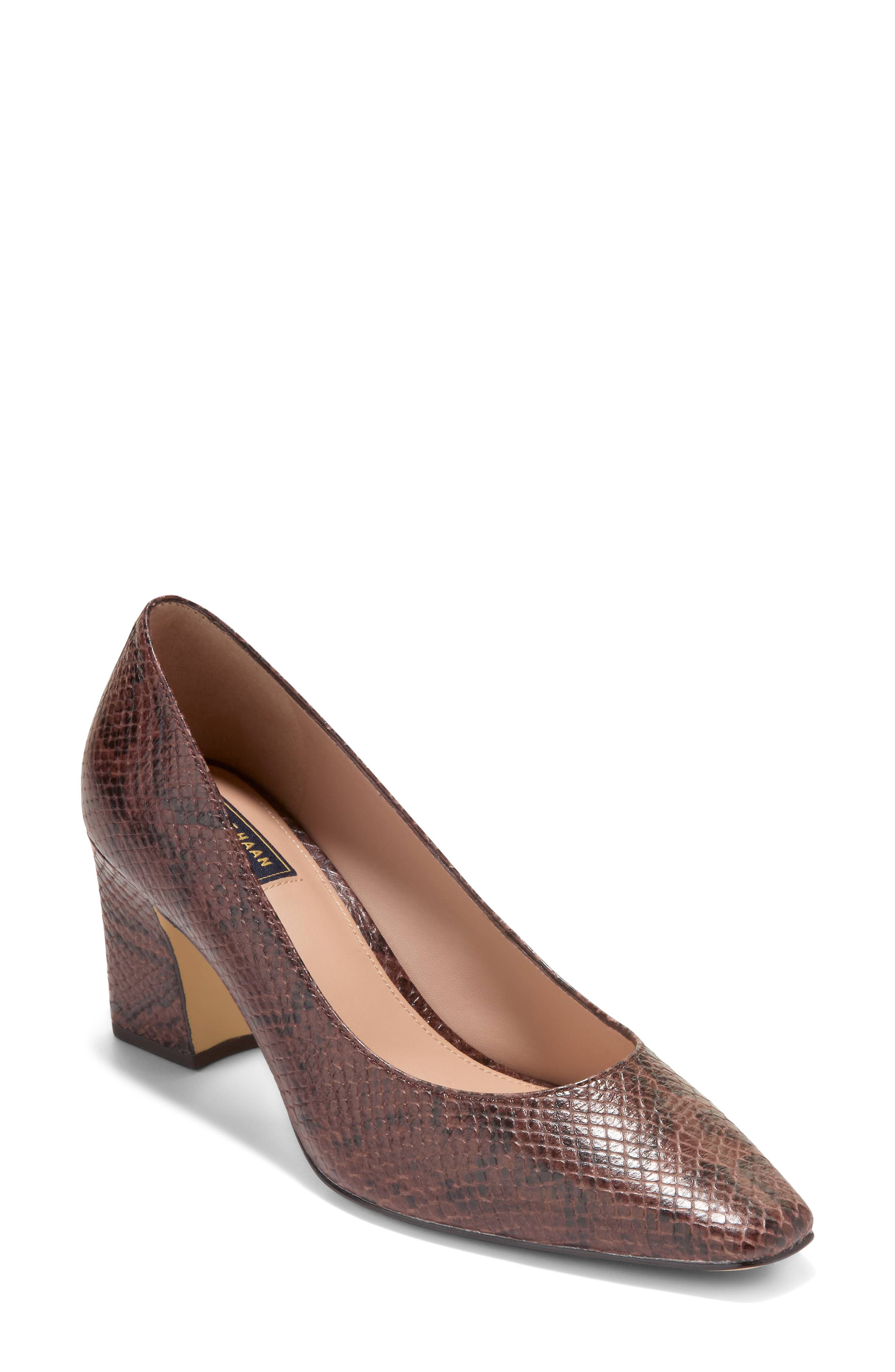 Blanche Block Heel Pump, Main, color, HICKORY GLOSSY SNAKE PRINT