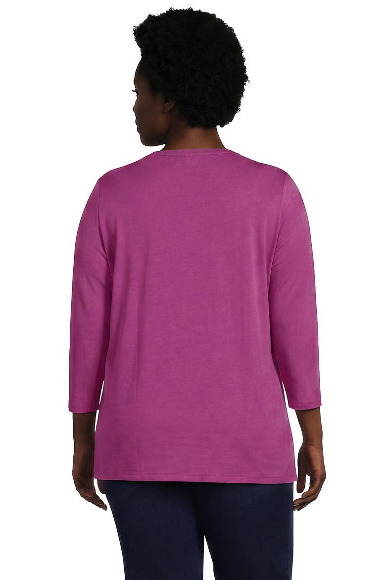 3/4 Sleeve Cotton Supima Tunic, Alternate, color, Light Raspberry