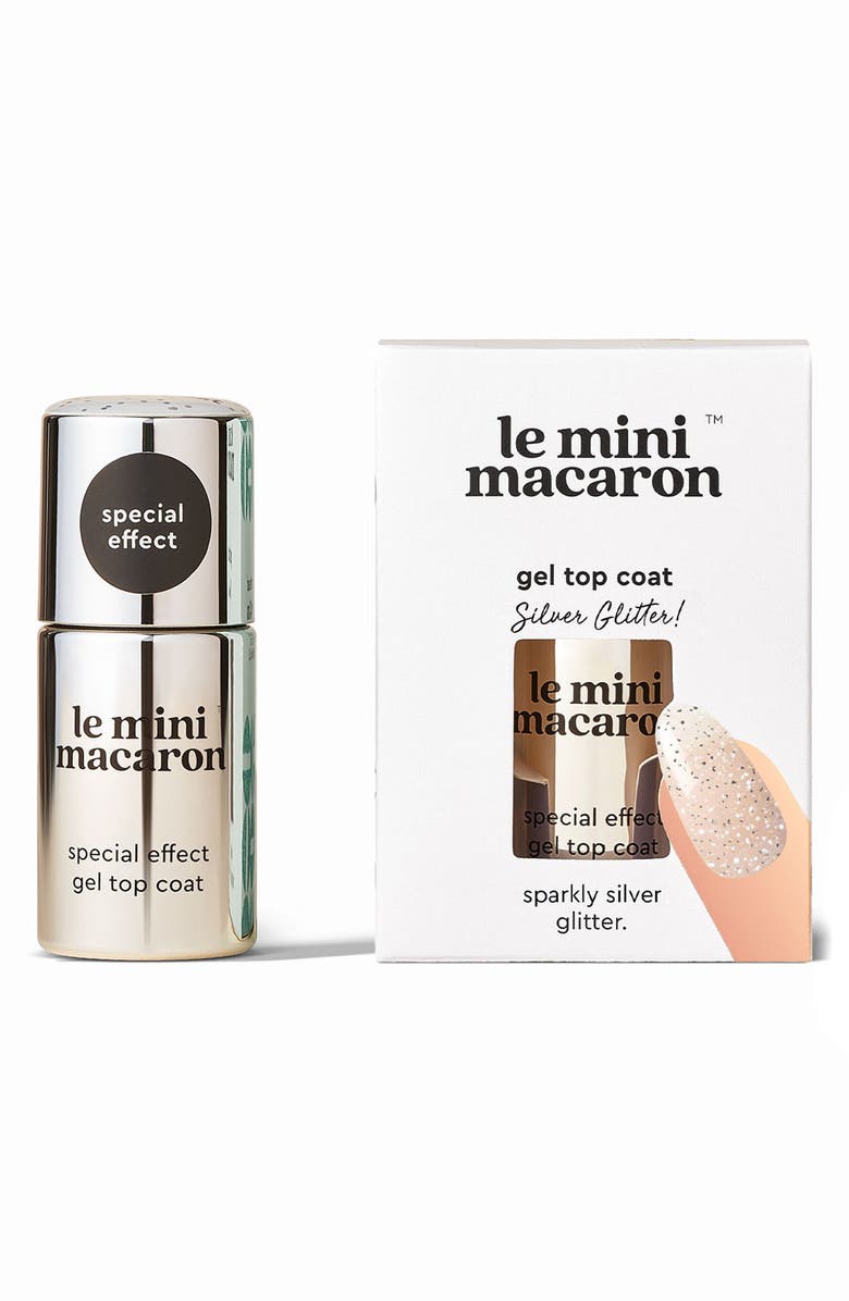 Le Mini Macaron Silver Glitter Special Effect Gel Top Coat, Main, color, Silver Glitter