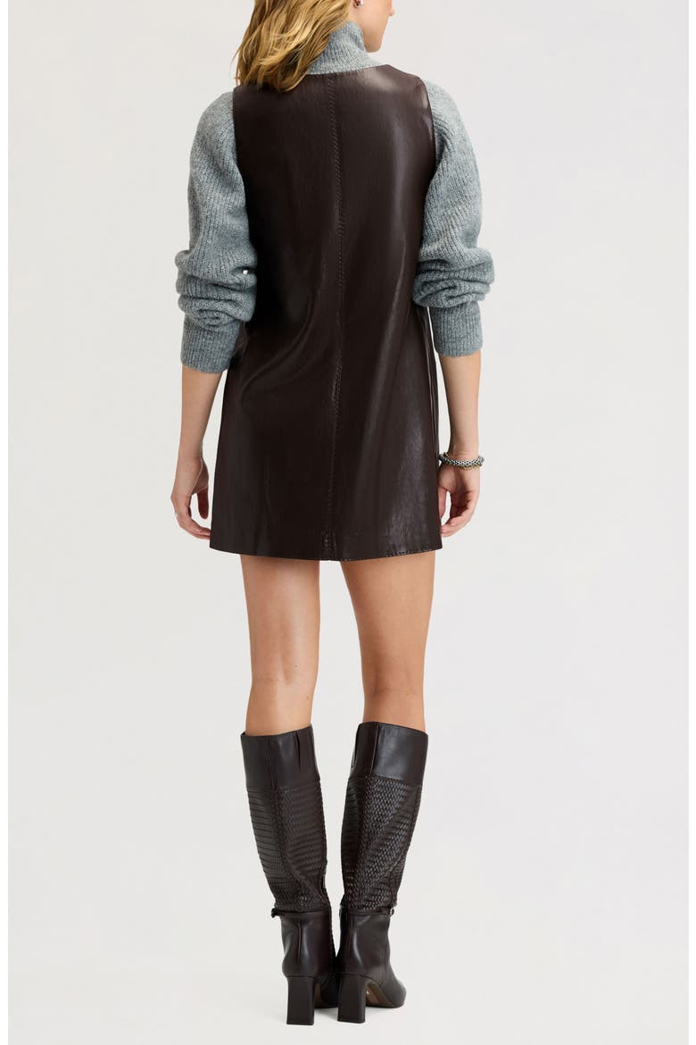 Faux Leather Pinafore Dress, Alternate, color, DARK BROWN