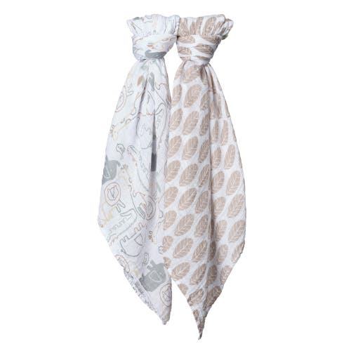 Lambs & Ivy Jungle Story 100% Cotton Muslin Safari Swaddle Blankets In Neutral