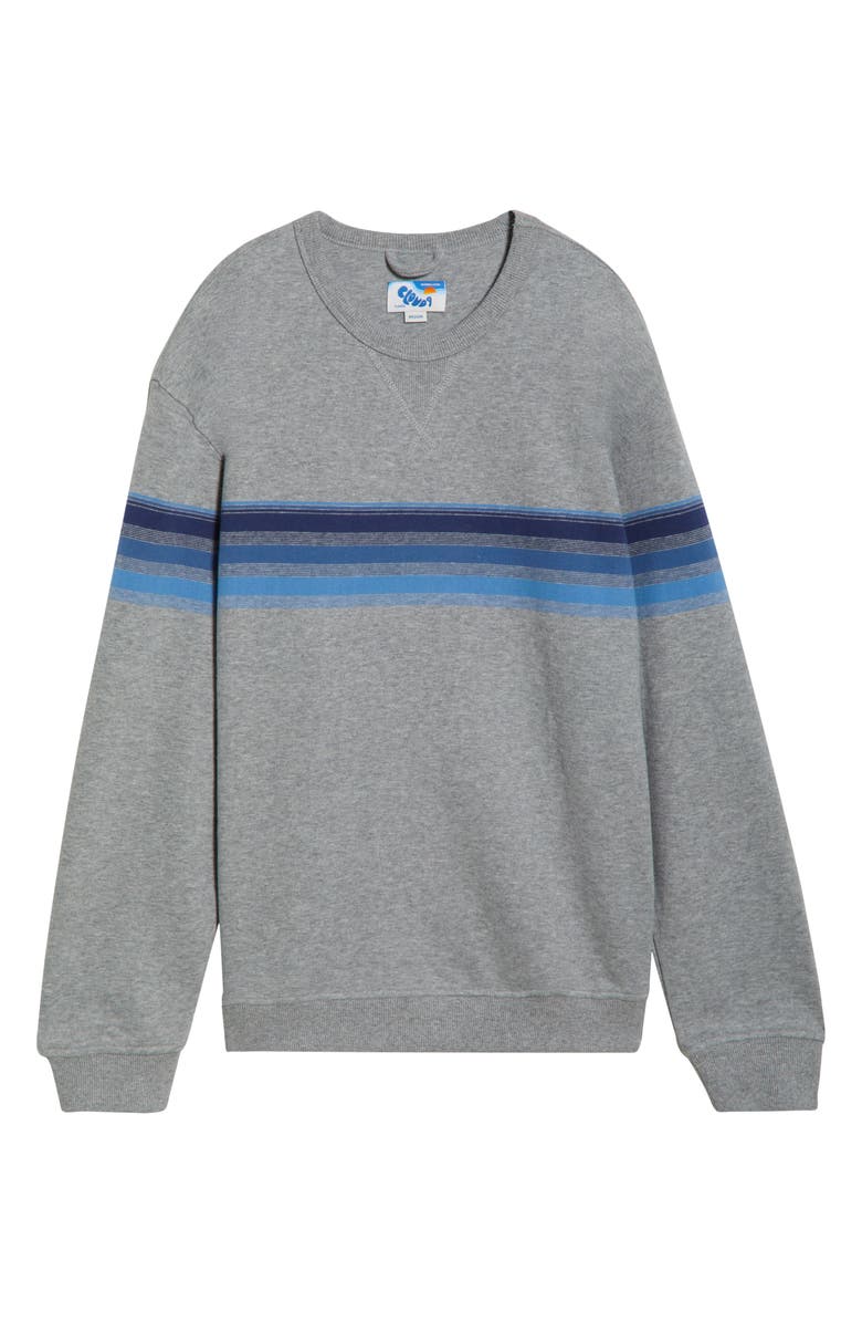Marine Layer Cloud 9 Fleece Relaxed Crewneck Sweatshirt, Alternate, color, Heather Grey/ Multi Stripe