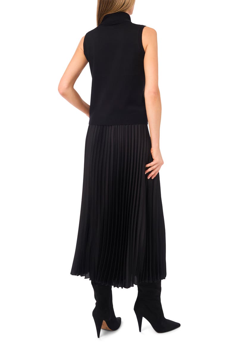 Sequin Turtleneck Sleeveless Sweater, Alternate, color, RICH BLACK