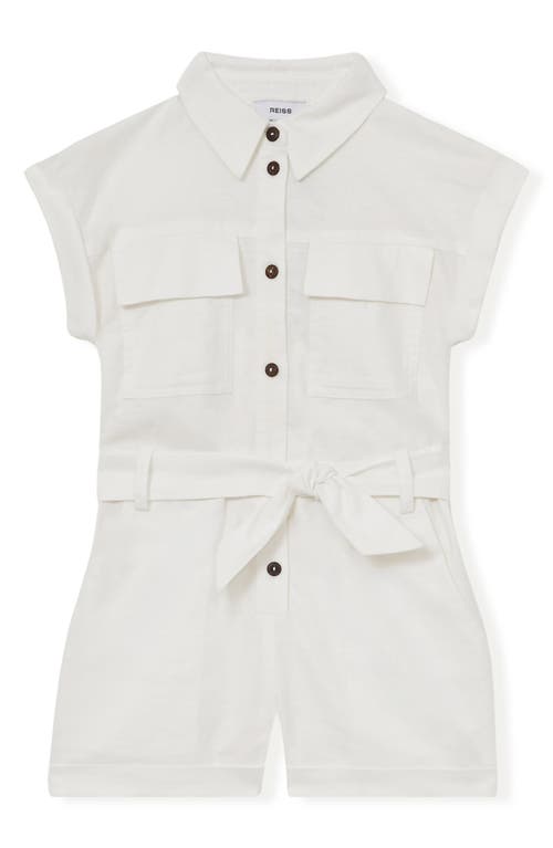 Reiss Kids' Zoe Cotton & Linen Romper In White