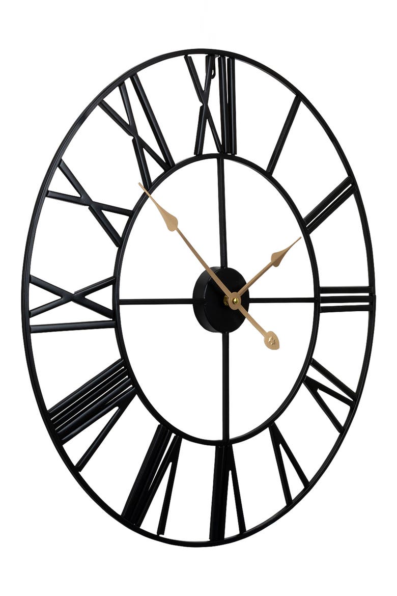 Black Wall Clock, Alternate, color, BLACK