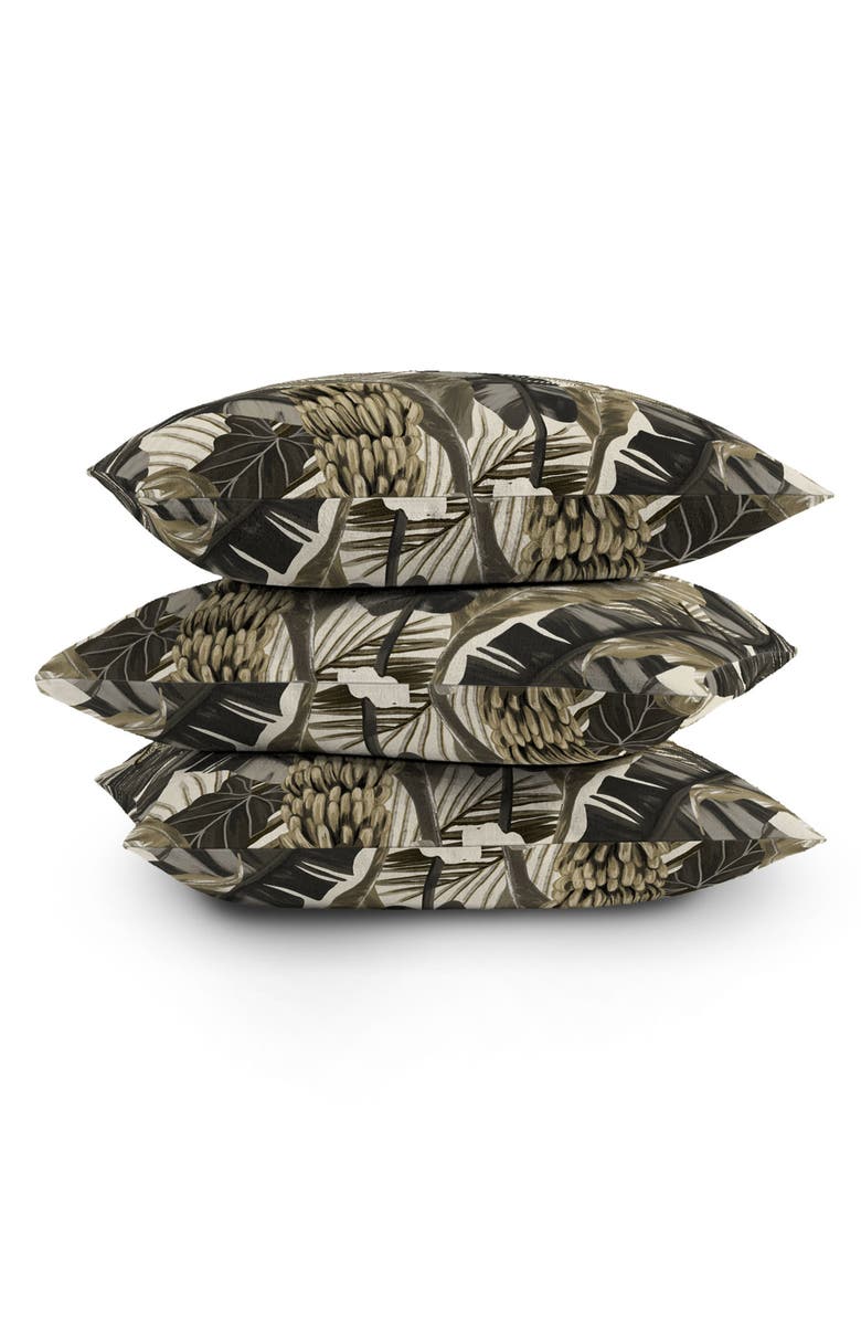 Deny Designs Tropical Leaves Throw Pillow, Alternate, color, Brown