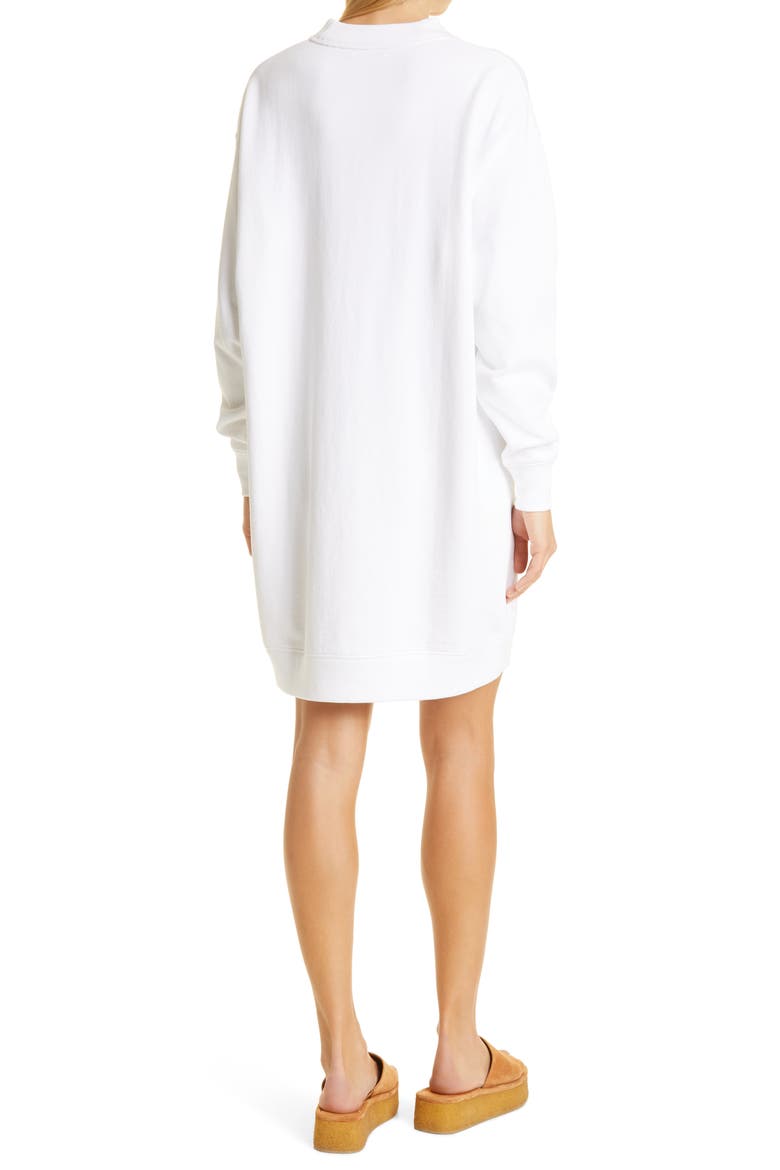 Long Sleeve Cotton Sweatshirt Dress, Alternate, color, OPTIC WHITE