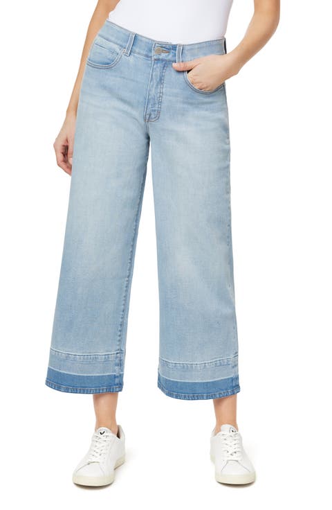 High Rise Comfort Waist Relaxed Wide Leg Released Hem Jeans
