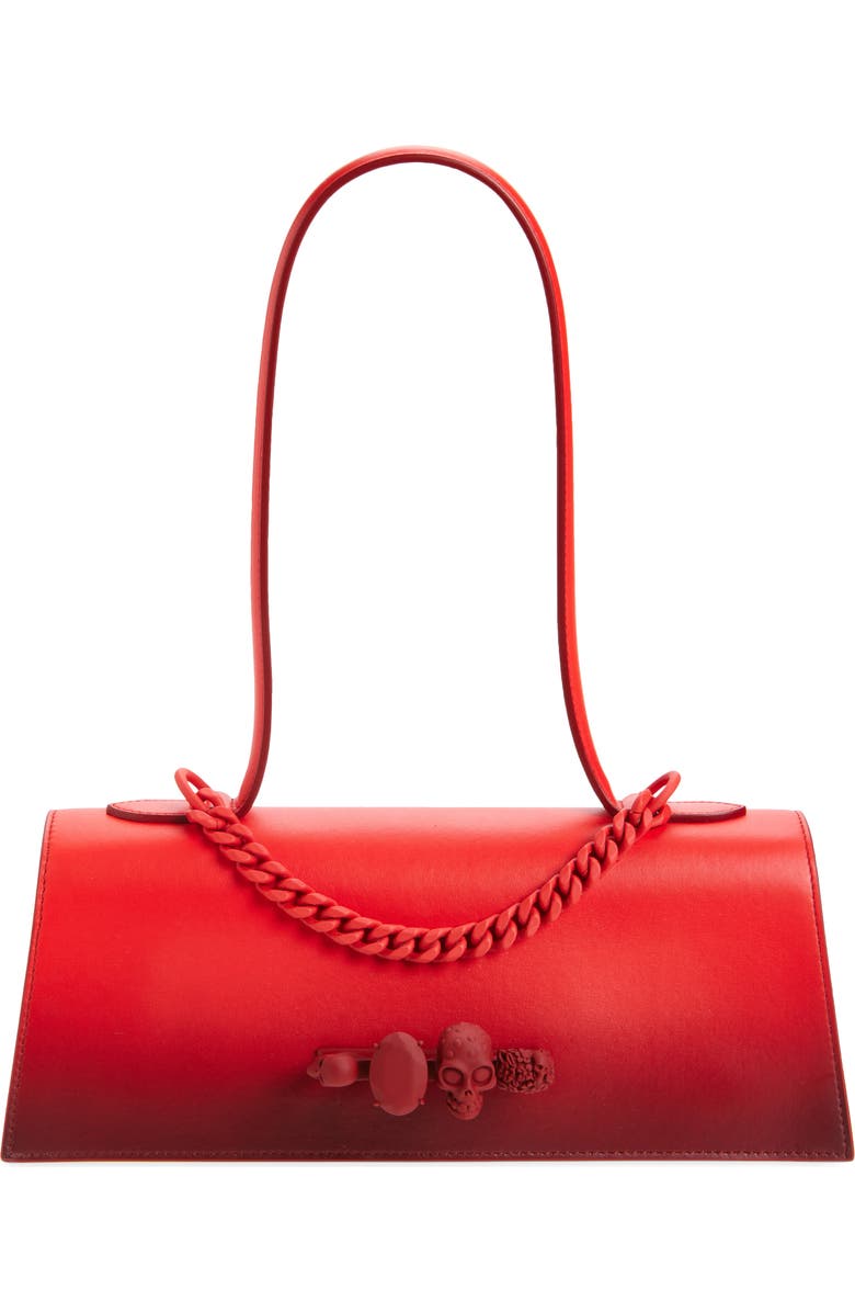 McQueen Jewelled Gradient Leather Top Handle Bag, Main, color, Lipstick Red Degrade