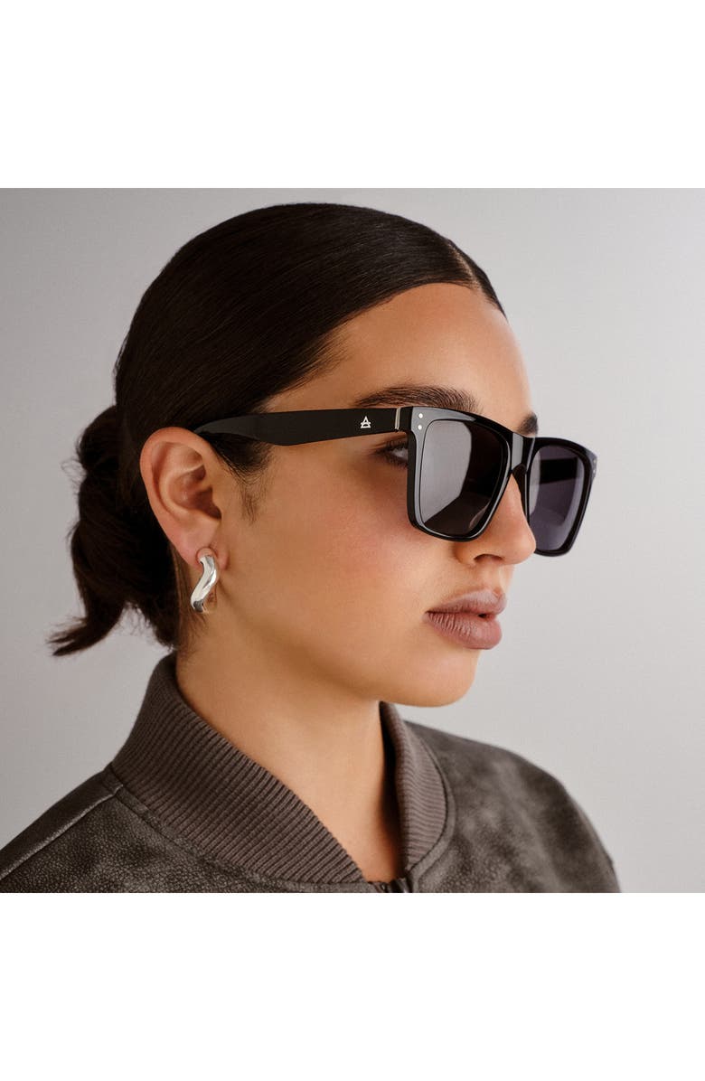 AIRE Kraz 53mm Polarized Square Sunglasses, Alternate, color, Black/Smoke Mono Pol