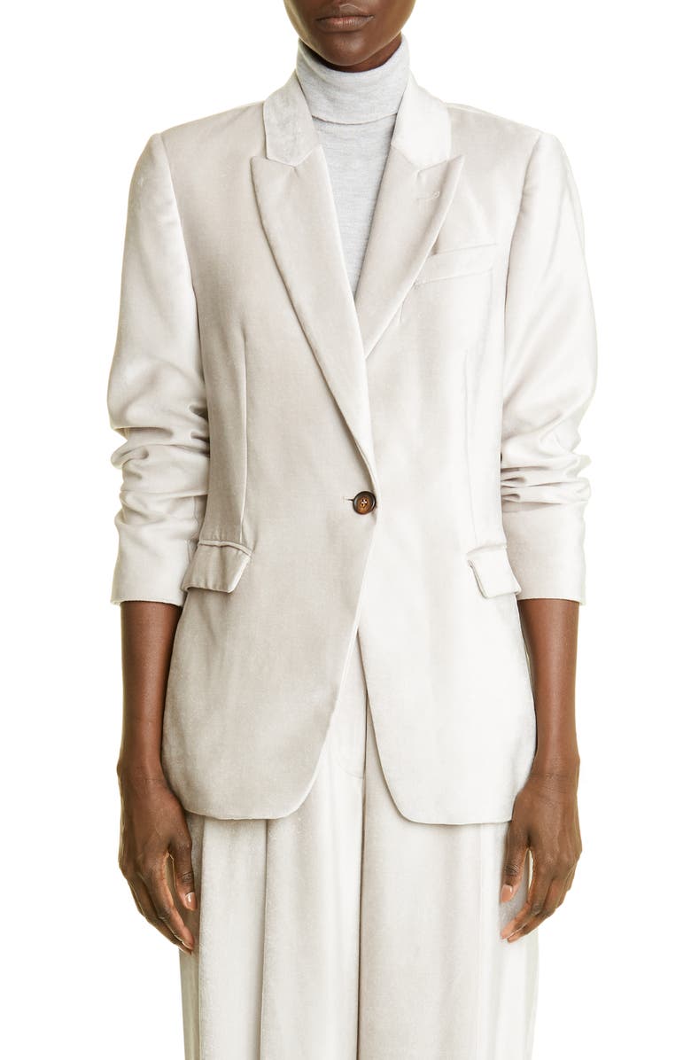 Brunello Cucinelli One-Button Velvet Blazer, Main, color,