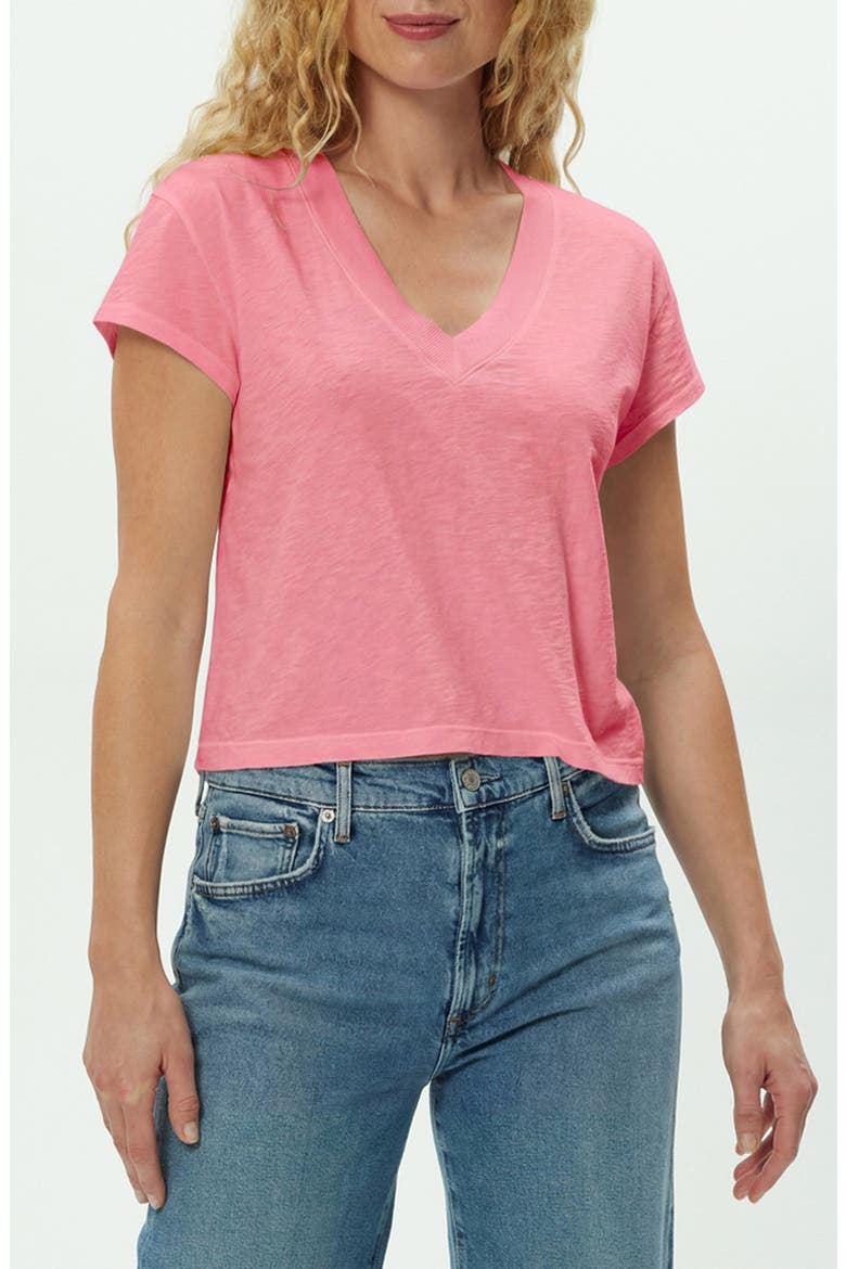 Harlan Cotton V-Neck T-Shirt, Main, color, DRAGON FRUIT