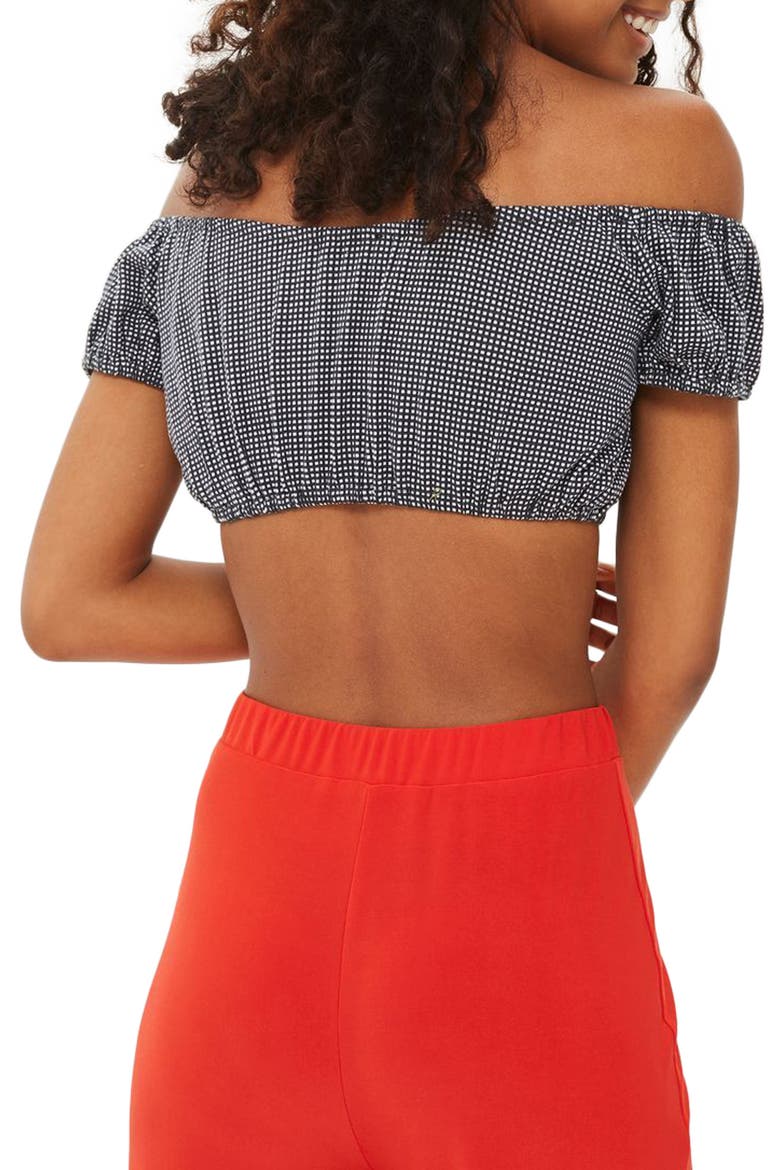 Embroidered Gingham Crop Top, Alternate, color, BLACK MULTI