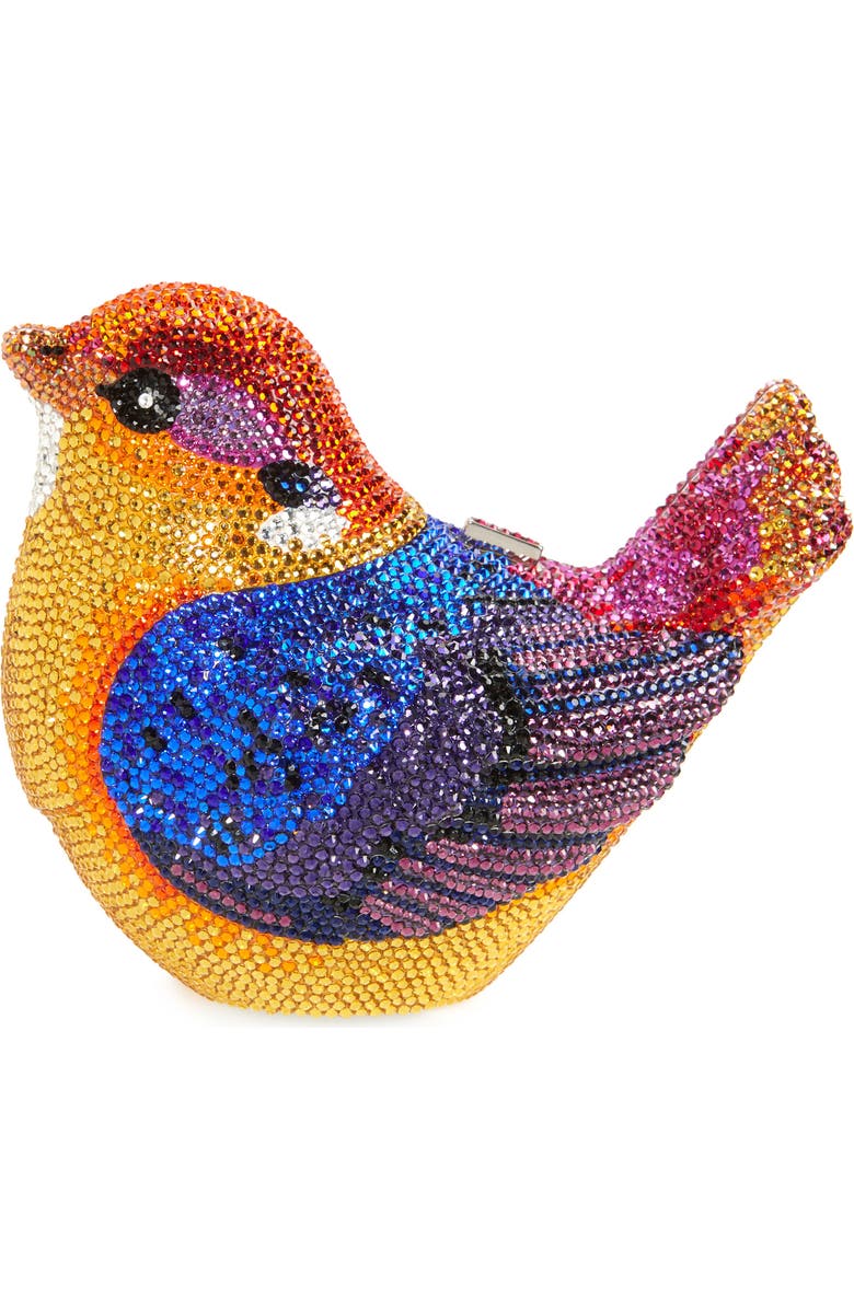 Judith Leiber Bird Kingfisher Crystal Embellished Clutch, Main, color,