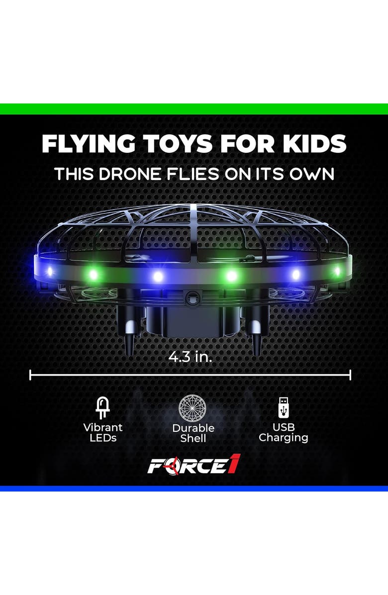 Force1 Scoot LED Hand Operated Drone - Green/Blue, Alternate, color, Black