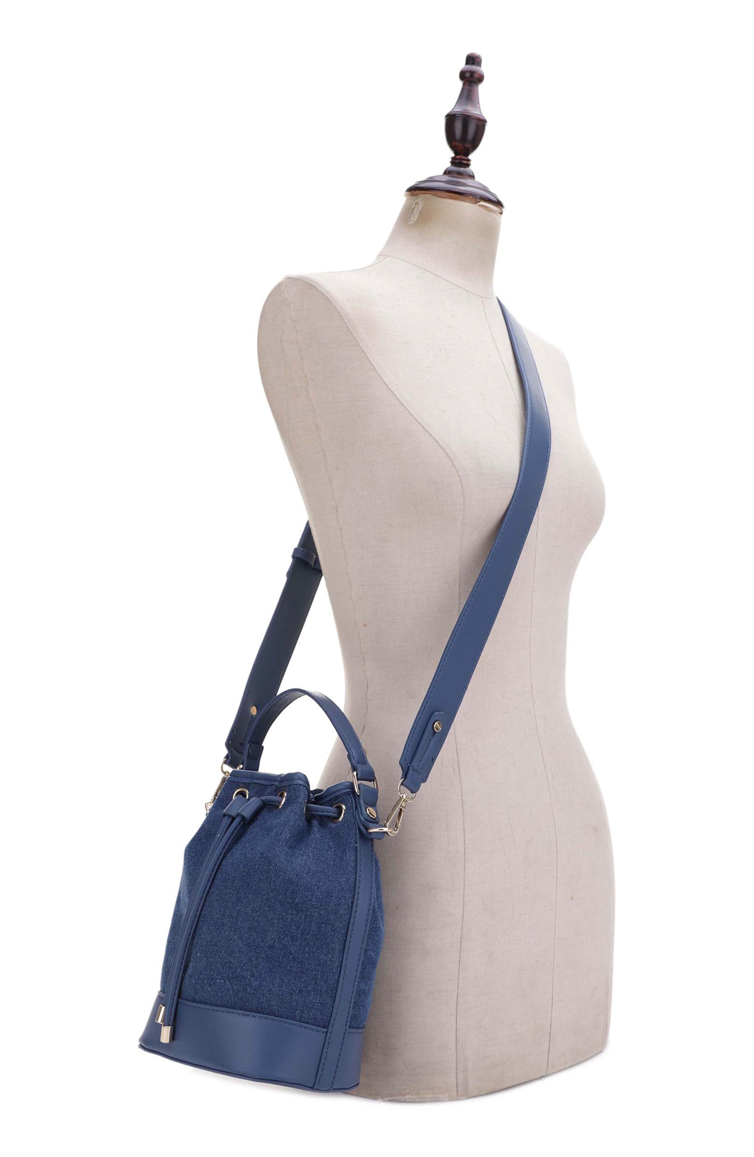 Mali + Lili Ella Denim & Vegan Leather Bucket Bag, Alternate, color, 