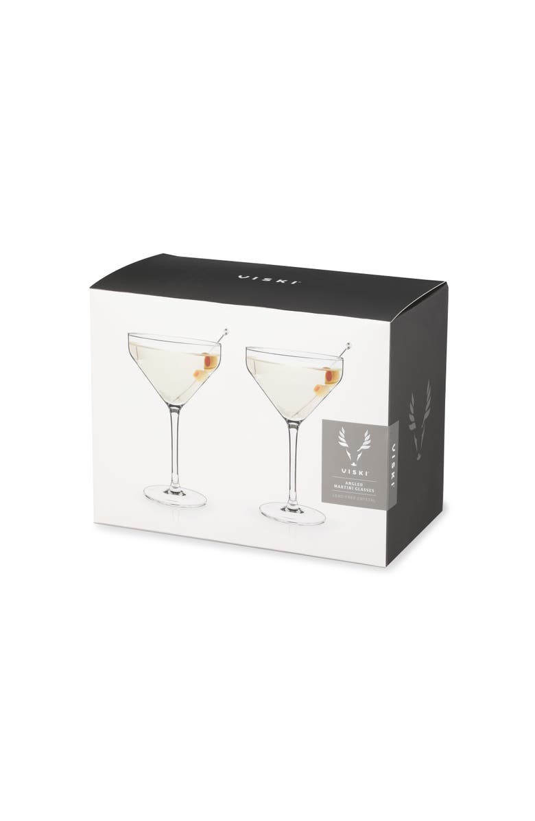 Viski Raye Crystal Angled Martini Glasses Set of 2, Alternate, color, Clear