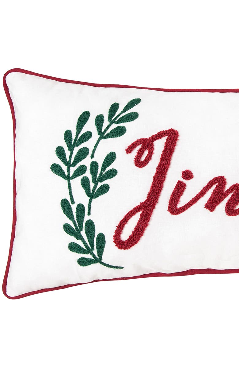 C&F Home Jingle Sprig Chainstitch Christmas Throw Pillow, 18" x 18", Alternate, color, Red