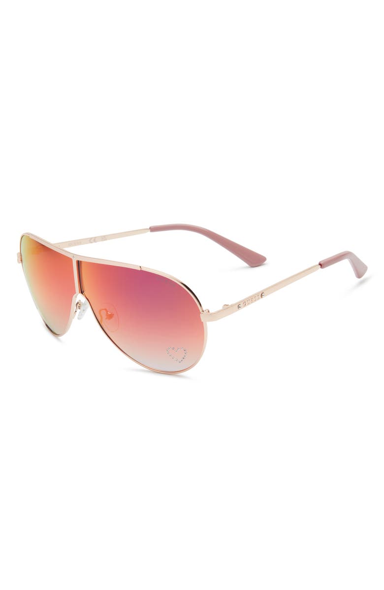 GUESS 67mm Gradient Shield Sunglasses, Alternate, color, Rose Gold / Gradient Smoke