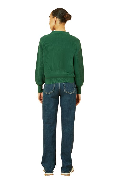 Yumi Knitted Stitch Detail Cardigan In Green