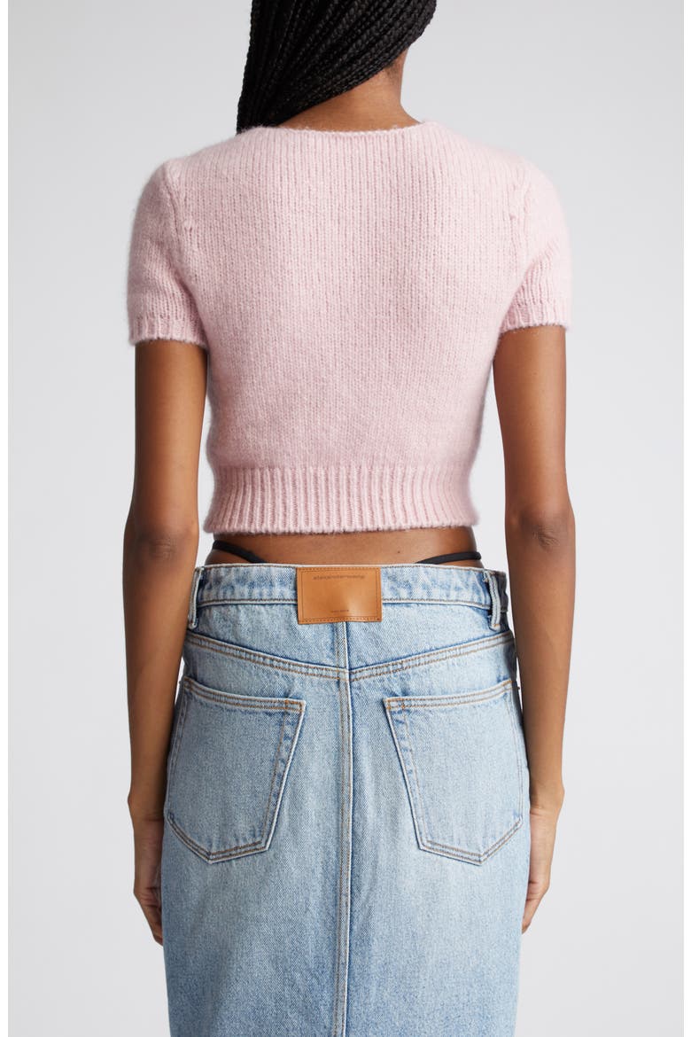 Chain Link Detail Alpaca Blend Crop Sweater, Alternate, color, CRADLE PINK