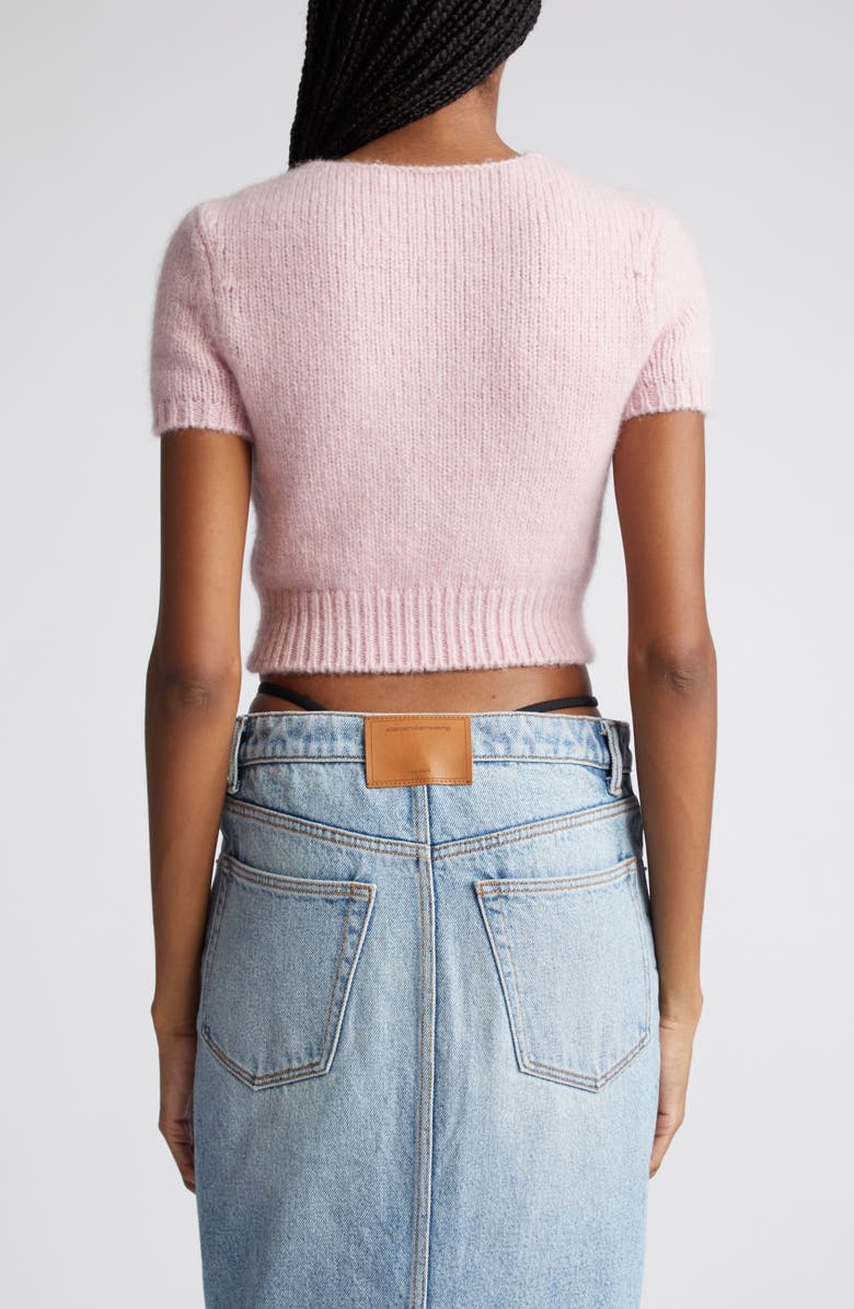 Alexander Wang Chain Link Detail Alpaca Blend Crop Sweater, Alternate, color,