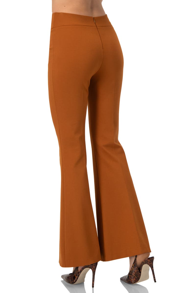 IVONNE Flared Trousers with Wide Waistband, Alternate, color, Brown