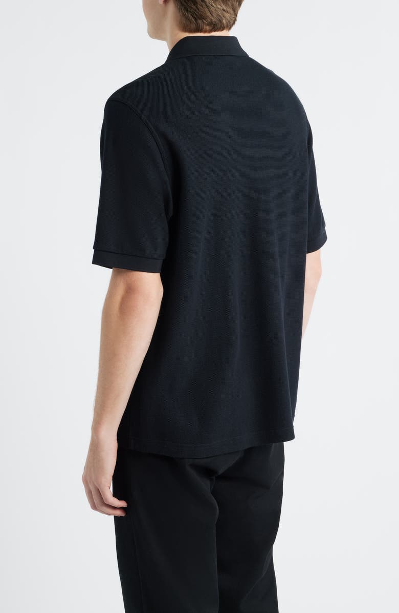 Fred Perry Vertical Stripe Short Sleeve Cotton Pique Button-Up Shirt, Alternate, color, Black