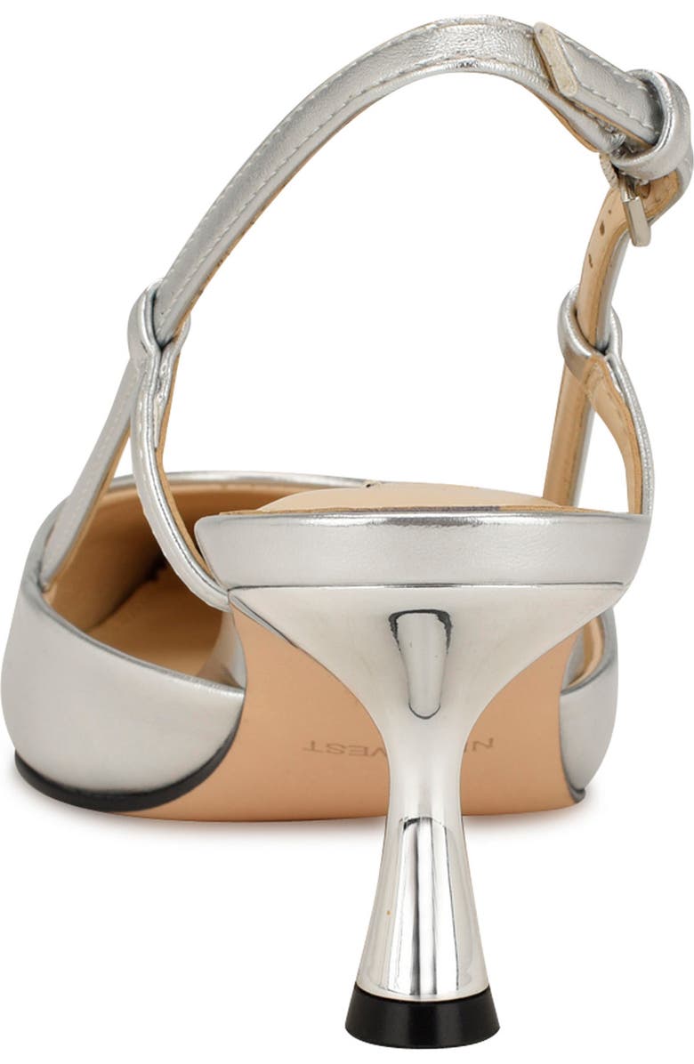 Nine West Rhonda Slingback Pointed Toe Kitten Heel Pump, Alternate, color, Silver