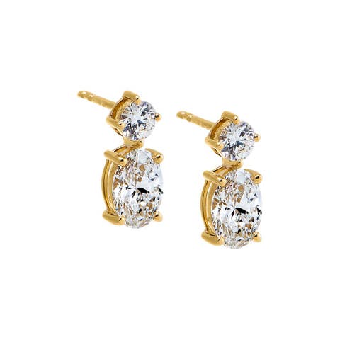Lab Grown Diamond Round X Oval Stud Earring 14K