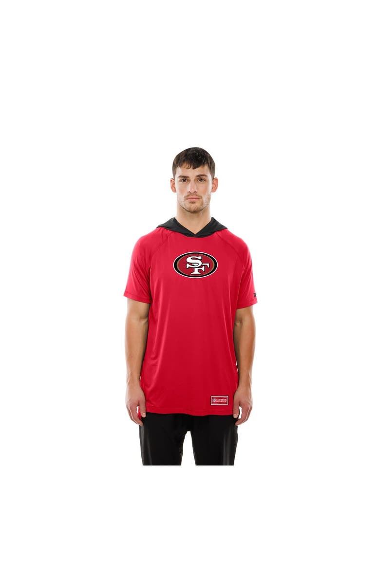 Men's New Era  Scarlet San Francisco 49ers Combine Authentic Hooded Raglan Short-Sleeve T-Shirt, Alternate, color, Scarlet